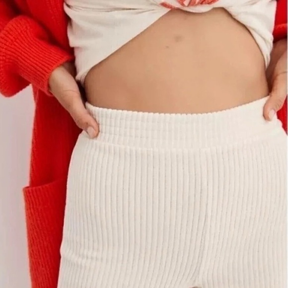 Aerie Groove On Velour Rib Flared High Rise Pants, Cream, NWT Retail $60 - Picture 3 of 7